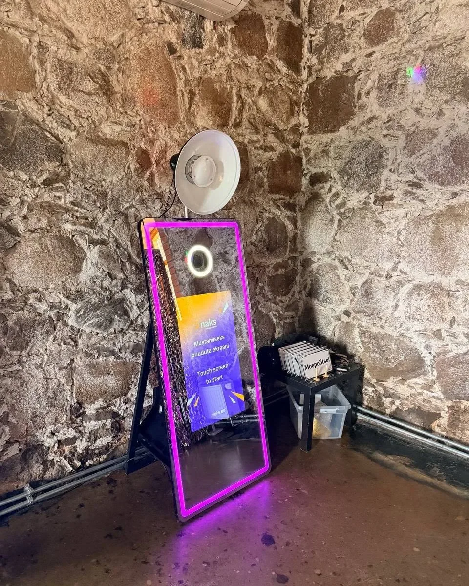 Magic mirror in a company event area